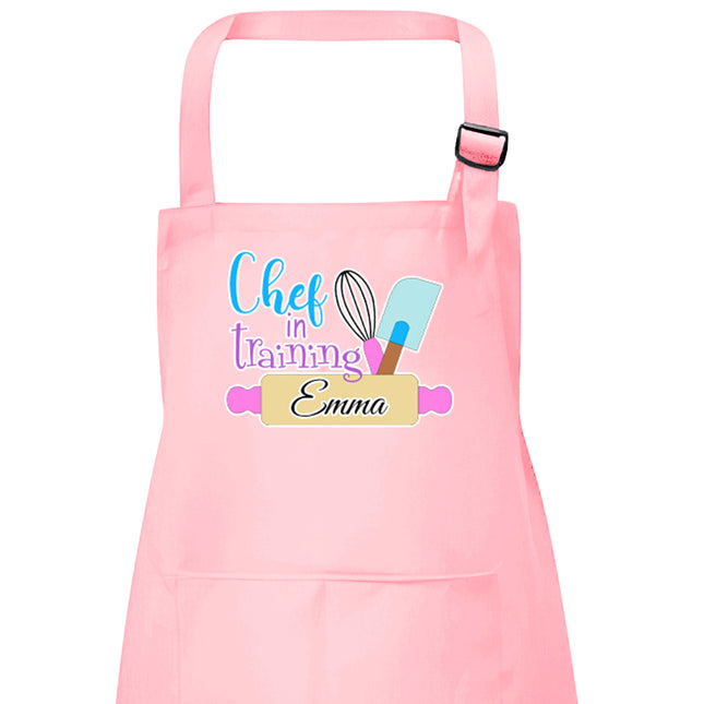 Personalized Pink Kids Apron Chef In Training