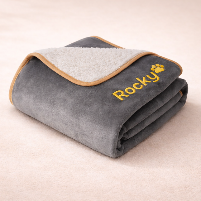 Personalized Dog Blanket – Embroidered Pet Name Fleece Blanket