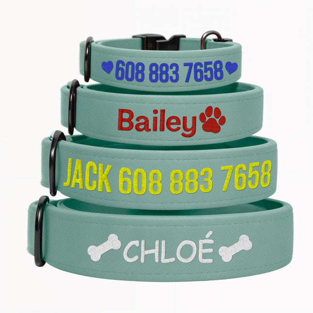 personalized dog collar dog collars with name and phone number adjustable custom dog collar for small medium large dogs embroidered pastel dog collar baby blue purple yellow custom pet name tag