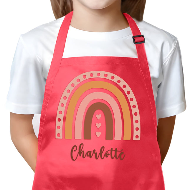 Personalized Kids Pink Apron Rainbow