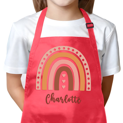 Personalized Kids Black Apron Rainbow