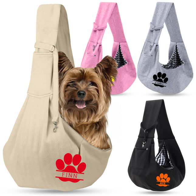 Personalized Pink Dog Sling Carrier