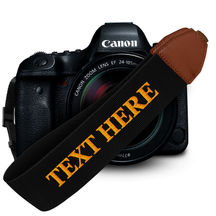 Custom Camera Strap, Embroidered Name Camera Strap - Black