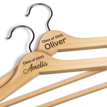 Custom Wooden Hanger with Name for Graduation Dress Hangers with 360° Rotatable Hook - 2 Pack