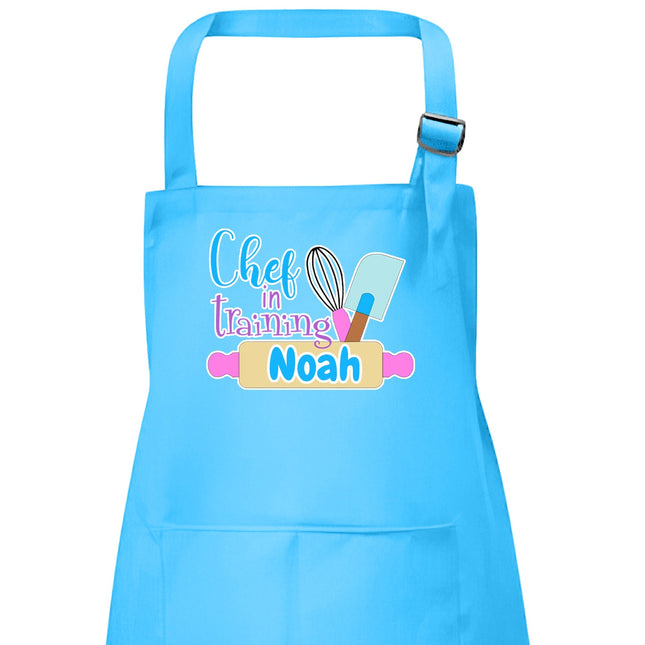 Personalized Blue Kids Apron Chef In Training