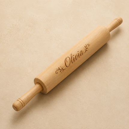 Custom Engraved Rolling Pin – Personalized  Wooden Dough Roller