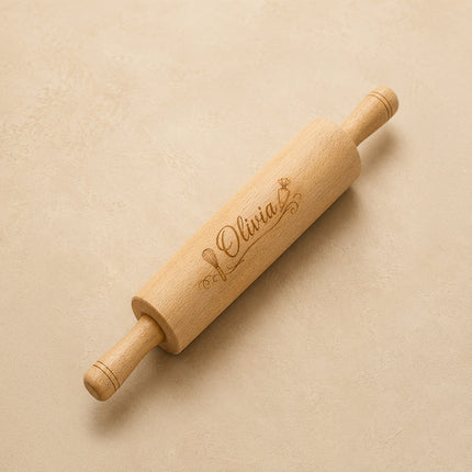 Custom Engraved Rolling Pin – Personalized 6-Inch Wooden Dough Roller