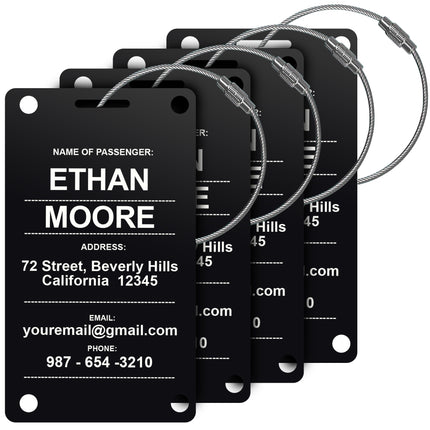 Personalized Luggage Tag for Suitcase 4 Pack