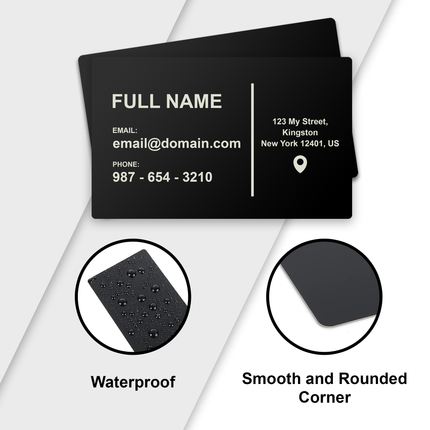 Personalized Metal Business Cards Engraved - 10 Pack, Black