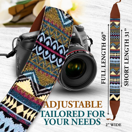 Personalized Embroidered Multi Color Flower Camera Strap - Camera Strap for SLR/ DSLR