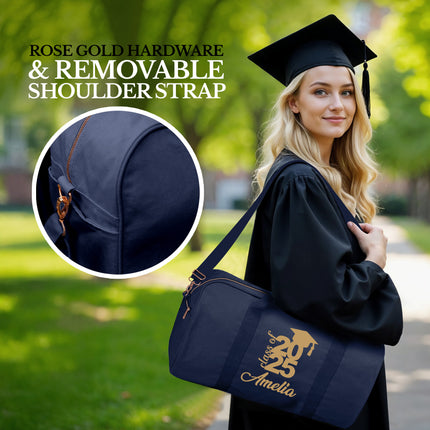 Personalized Duffle Bag with Name for Class of 2025 - Navy