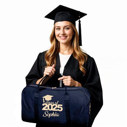 Personalized Duffle Bag with Name for Class of 2025 - Navy