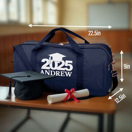 Personalized Duffle Bag with Name for Class of 2025 - Navy