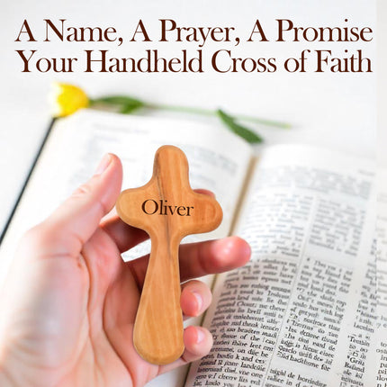 Personalized Olive Wood Cross with Engraved Name