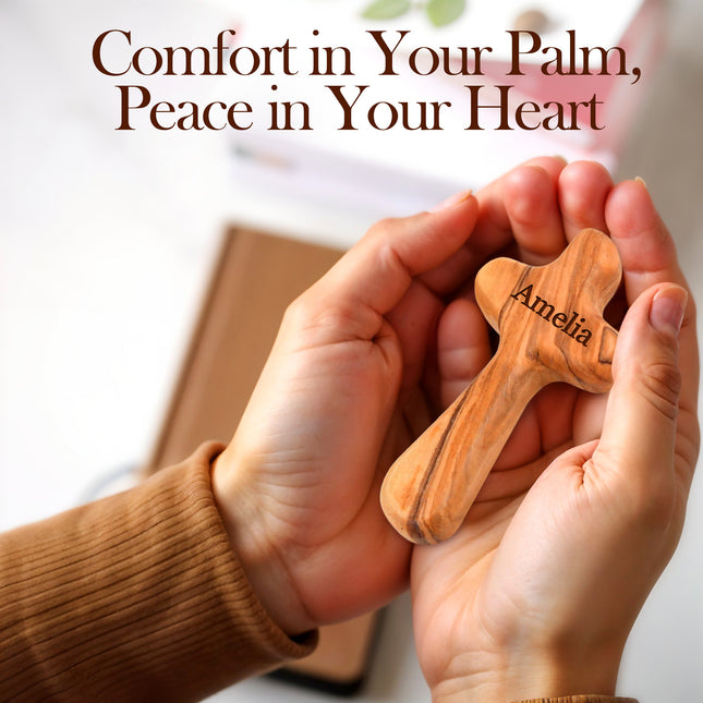 Personalized Olive Wood Cross with Engraved Name