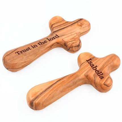 Personalized Olive Wood Cross with Engraved Name