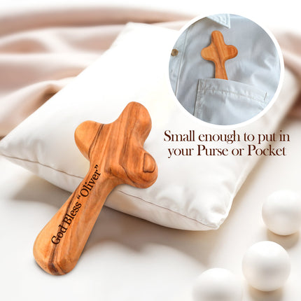 Personalized Olive Wood Cross with Engraved Name