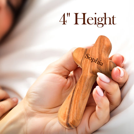 Personalized Olive Wood Cross with Engraved Name