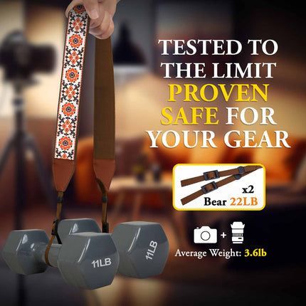 Personalized Embroidered Orange White Flower Camera Strap - Camera Strap for SLR/ DSLR