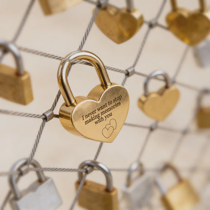 Gold Heart Shape Padlock with Custom Engraving