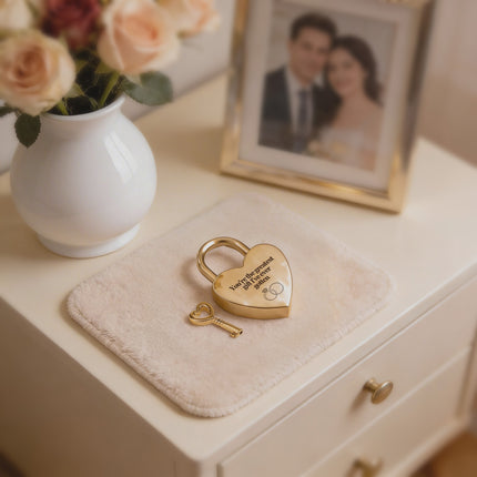 Gold Heart Shape Padlock with Custom Engraving