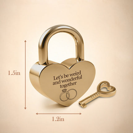 Gold Heart Shape Padlock with Custom Engraving