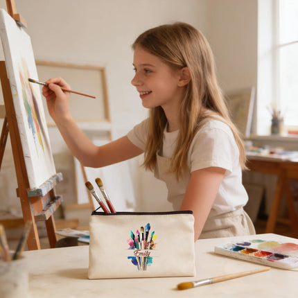 Personalized Paint Brush Pouch Holder for Kids Artists