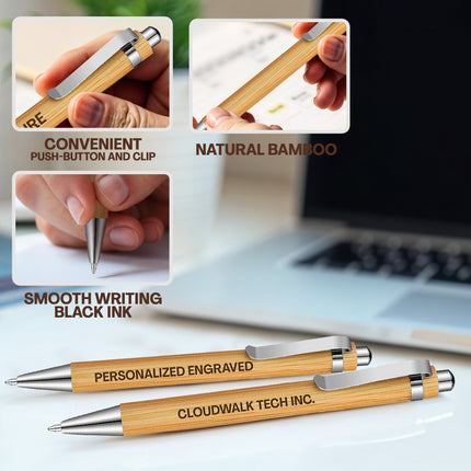 Personalized Wood Pen Set with Chrome Finish