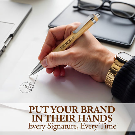 Personalized Wood Pen Set with Chrome Finish