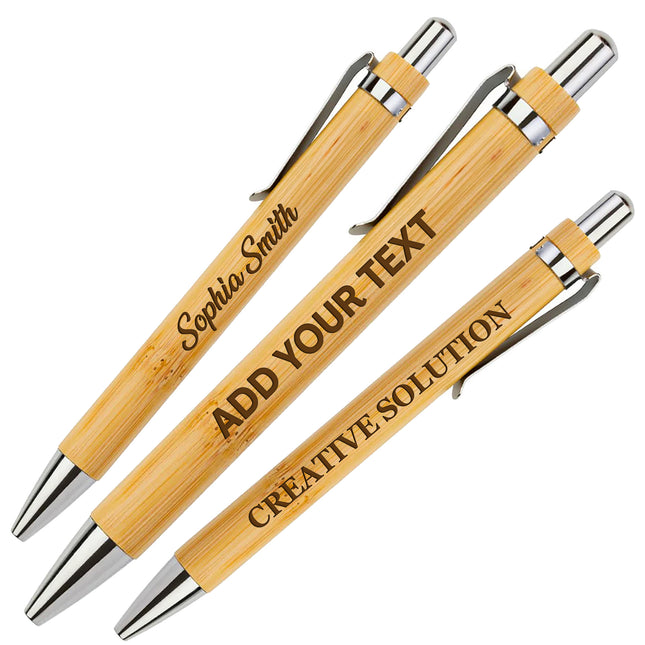 Personalized Wood Pen Set with Chrome Finish