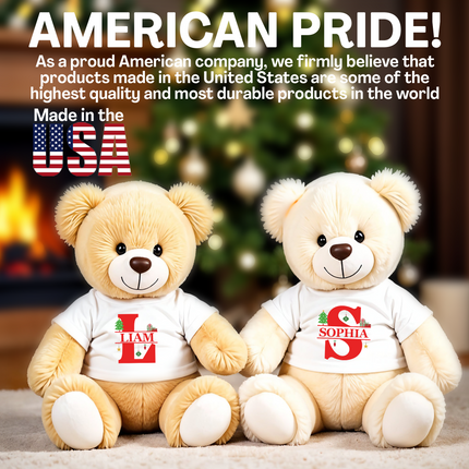 Personalized Teddy Bear with Custom Name for Christmas