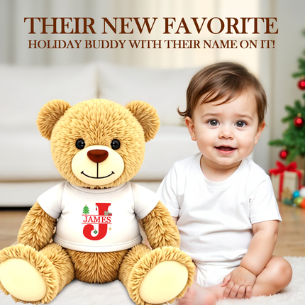 Personalized Teddy Bear with Custom Name for Christmas