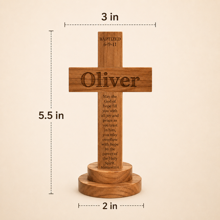 Personalized Baptism Cross wood sign with Engraved Name, Wooden Sign Baby Baptism Cross
