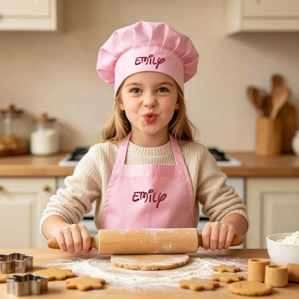 Personalized Kids Chef Hat & Apron Set – Custom Embroidered