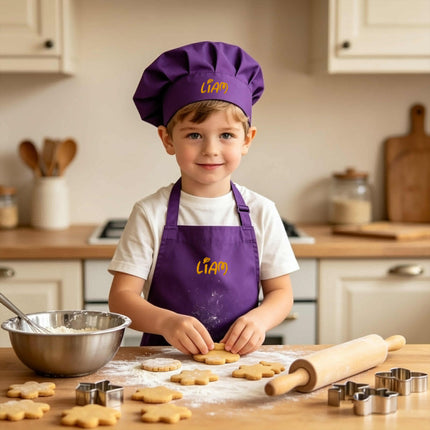 Personalized Kids Chef Hat & Apron Set – Custom Embroidered
