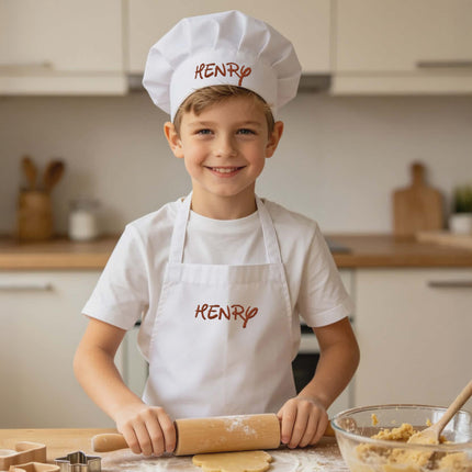 Personalized Kids Chef Hat & Apron Set – Custom Embroidered