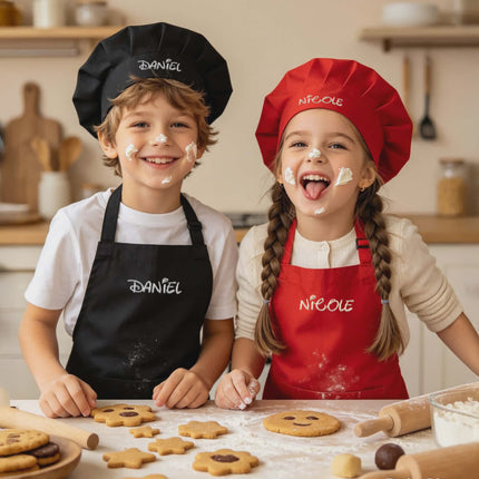 Personalized Kids Chef Hat & Apron Set – Custom Embroidered