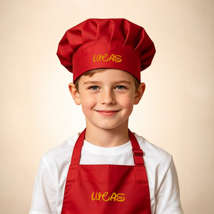 Personalized Kids Chef Hat & Apron Set – Custom Embroidered
