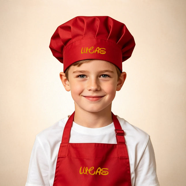 Personalized Kids Chef Hat & Apron Set – Custom Embroidered