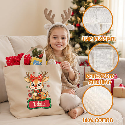 Personalized White Canvas Tote Bag with Custom Name or Initials