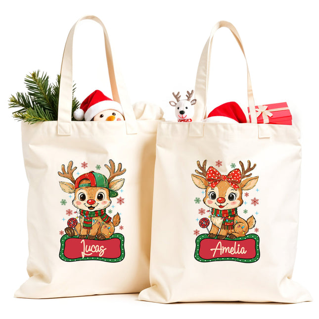 Personalized White Canvas Tote Bag with Custom Name or Initials