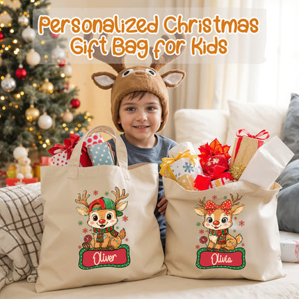 Personalized White Canvas Tote Bag with Custom Name or Initials