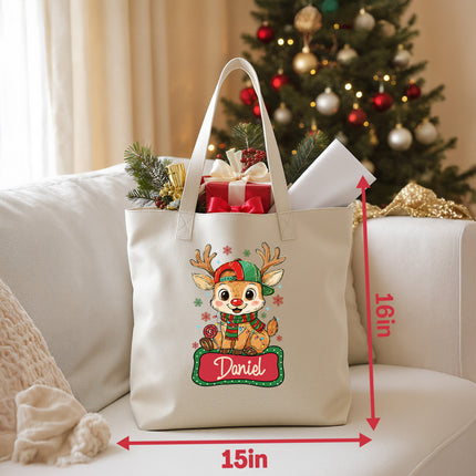 Personalized White Canvas Tote Bag with Custom Name or Initials