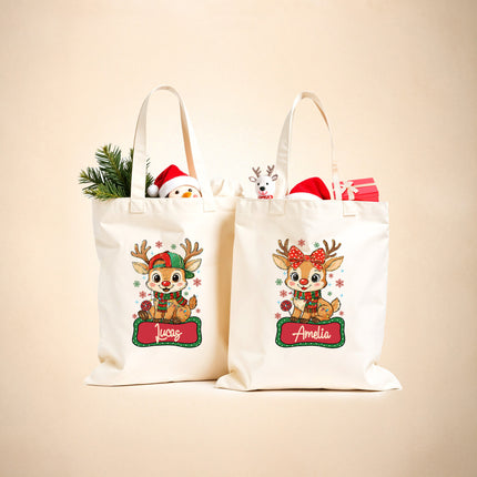 Personalized White Canvas Tote Bag with Custom Name or Initials