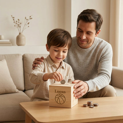 Personalized Wooden Piggy Bank with Custom Name