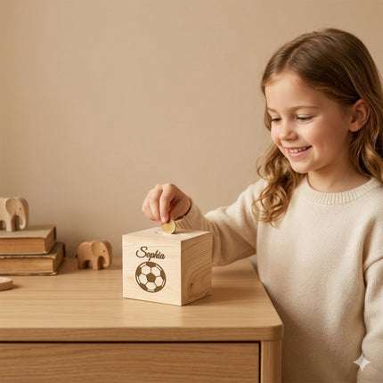 Personalized Wooden Piggy Bank with Custom Name
