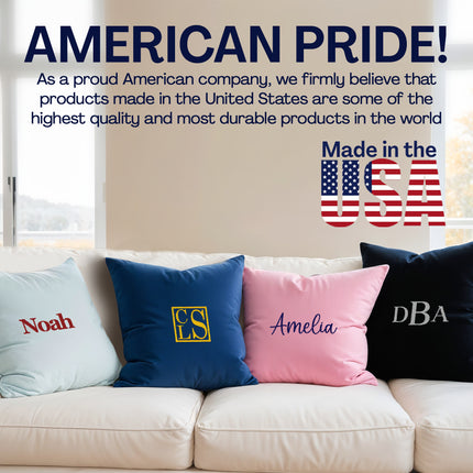embroidery decorative throw pillow cover case with custom name for couch sofa personalized monogram names pillowcase for kids toddler room 18x18