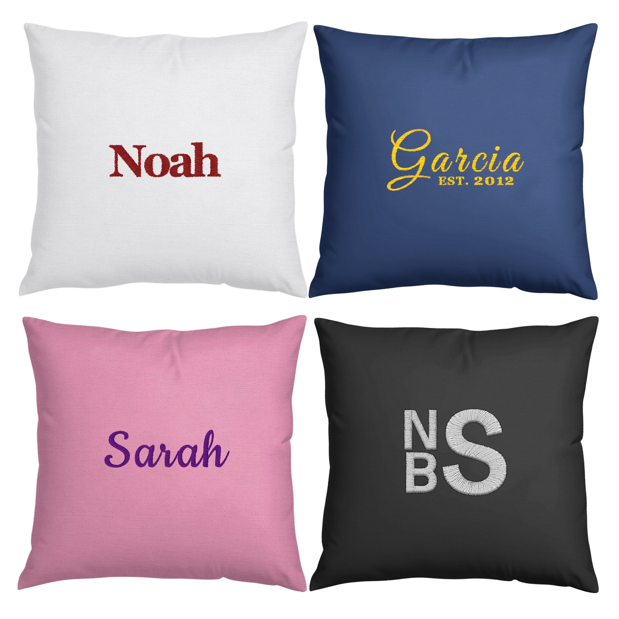 Embroidery Decorative Throw Pillow Cover Case with Custom Name for Couch Sofa, Personalized Monogram Names Pillowcase for Kids Toddler Room 18x18