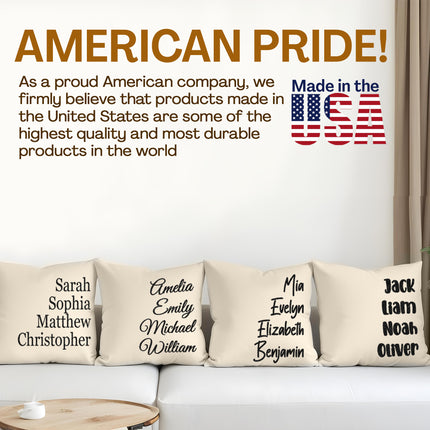 Customized Pillow Cover - Personalized Family Name - 18x18