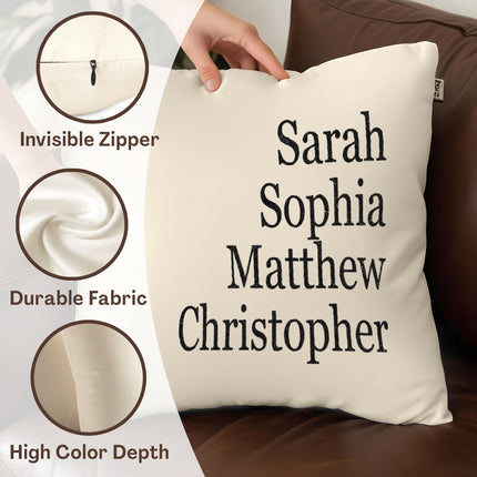 Customized Pillow Cover - Personalized Family Name - 18x18